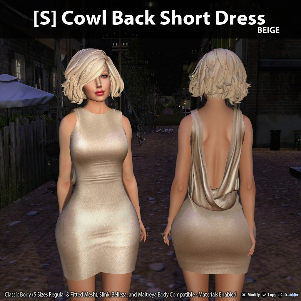 New Release: [S] Cowl Back Short Dress by [satus Inc] - Teleport Hub - teleporthub.com