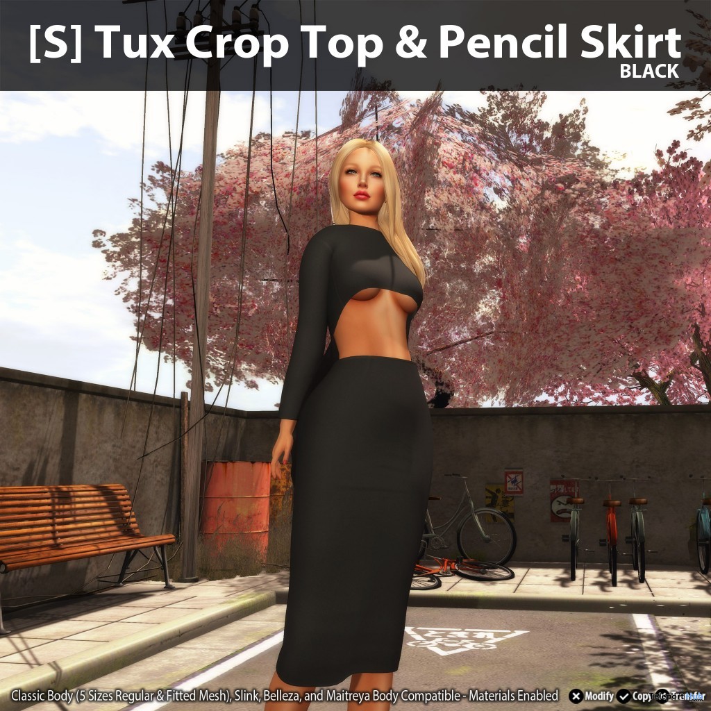 New Release: [S] Tux Crop Top & Pencil Skirt by [satus Inc] - Teleport Hub - teleporthub.com