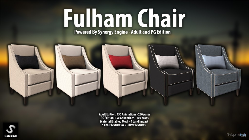 New Release: Fulham Chair [Adult] & [PG] by [satus Inc] - Teleport Hub - teleporthub.com