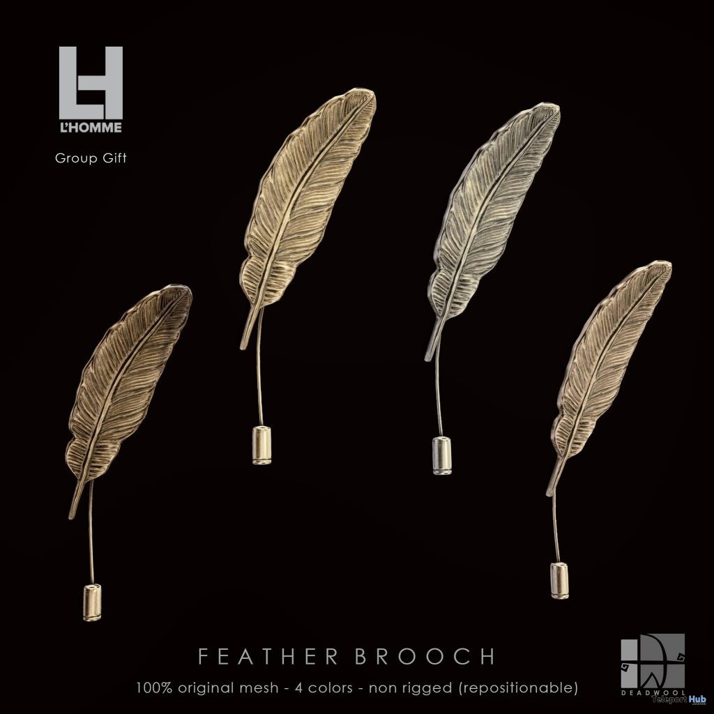 Feather Brooch L'Homme Magazine Group Gift by Deadwool - Teleport Hub - teleporthub.com