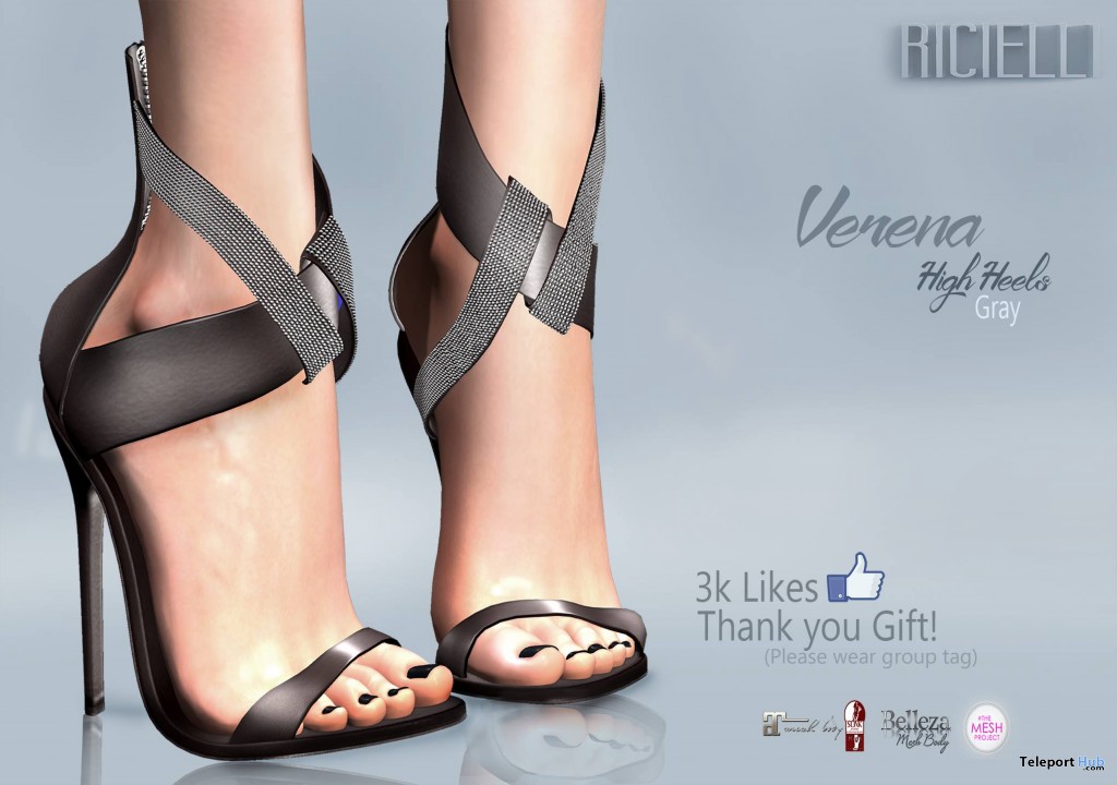 VERENA High Heels Gray Group Gift by Ricielli - Teleport Hub - teleporthub.com