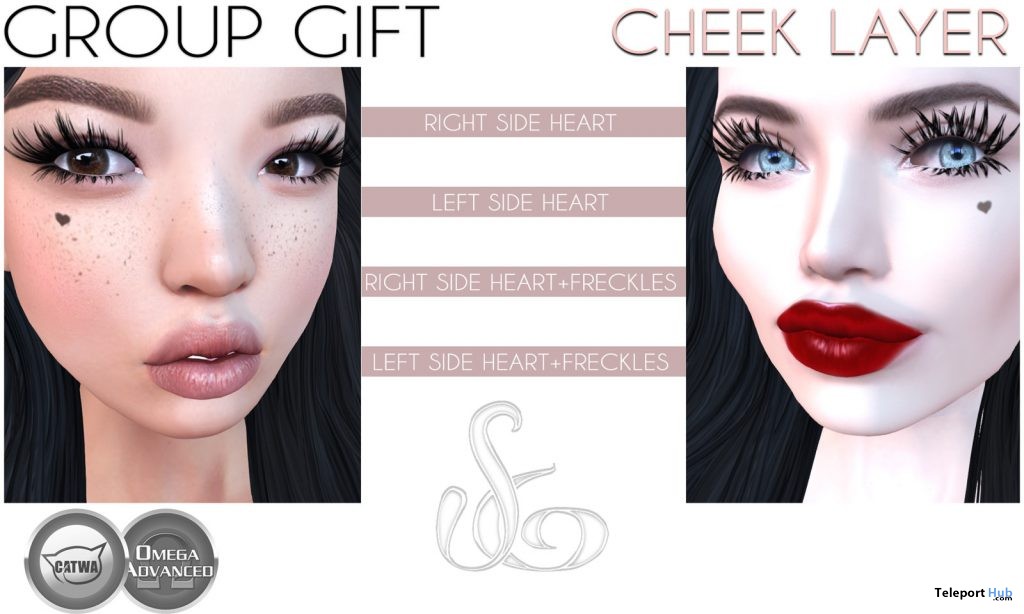 Heart Cheek Layer For Catwa Head Group Gift by SlackGirl - Teleport Hub - teleporthub.com