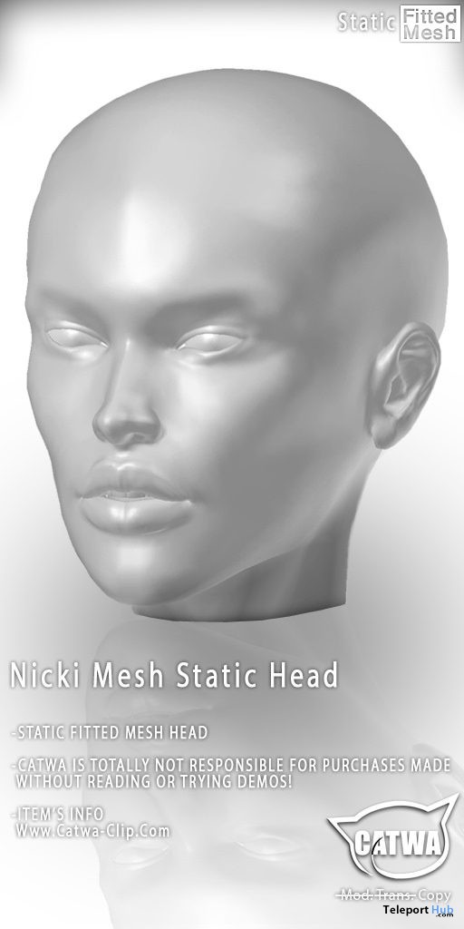 Nicki Static Mesh Head 100L Promo by Catwa - Teleport Hub - teleporthub.com