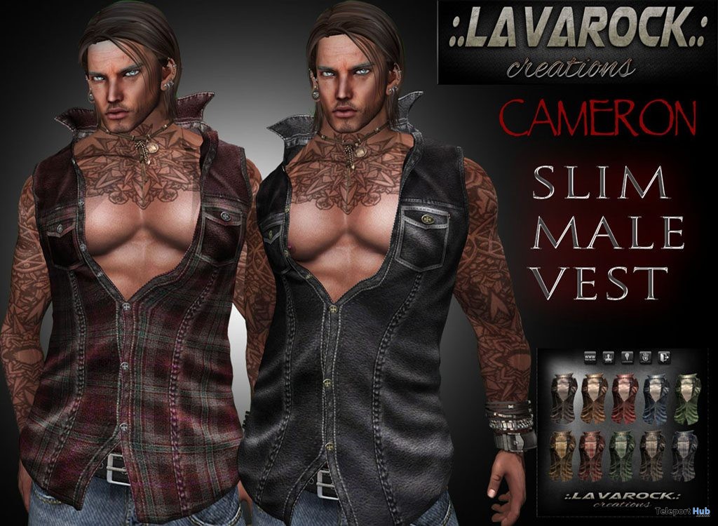 Cameron Slim Male Vest Group Gift by Lavarock Creations - Teleport Hub - teleporthub.com