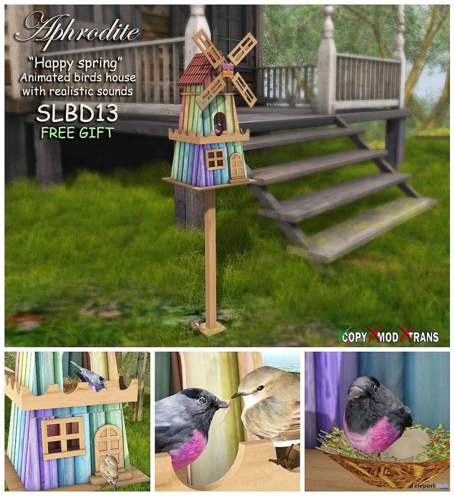 Happy Spring Bird House SL13B Gift by Aphrodite Shop - Teleport Hub - teleporthub.com
