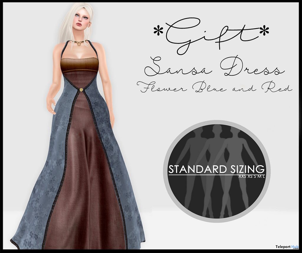 Sansa Dress Flower Red and Blue Group Gift by Beauty and Mirrors - Teleport Hub - teleporthub.com