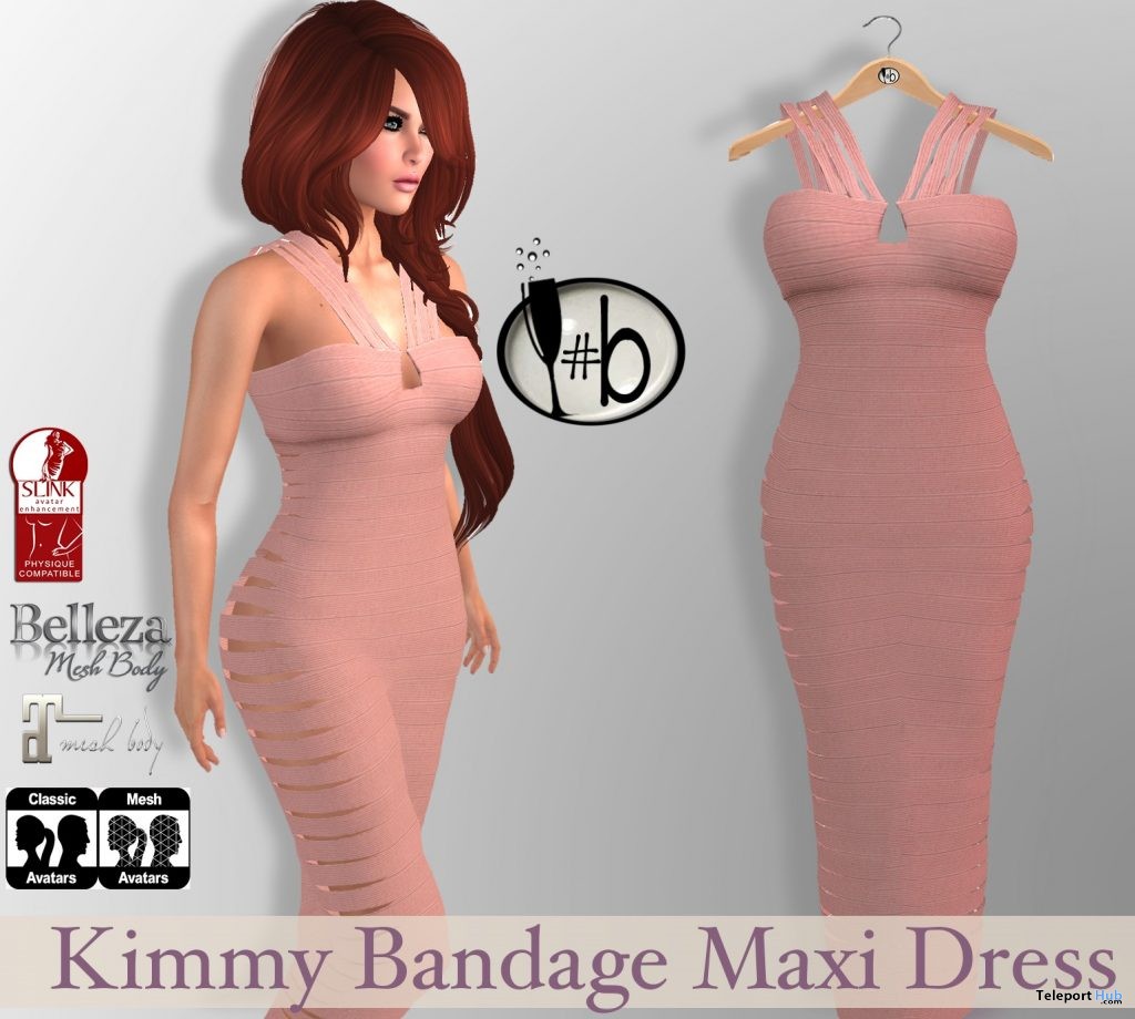 Kimmy Pink Bandage Maxi Dress Group Gift by #bubbles - Teleport Hub - teleporthub.com