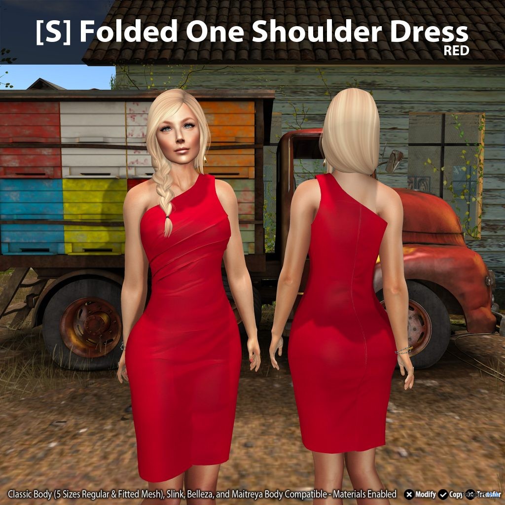 New Release: [S] Folded One Shoulder Dress by [satus Inc] - Teleport Hub - teleporthub.com
