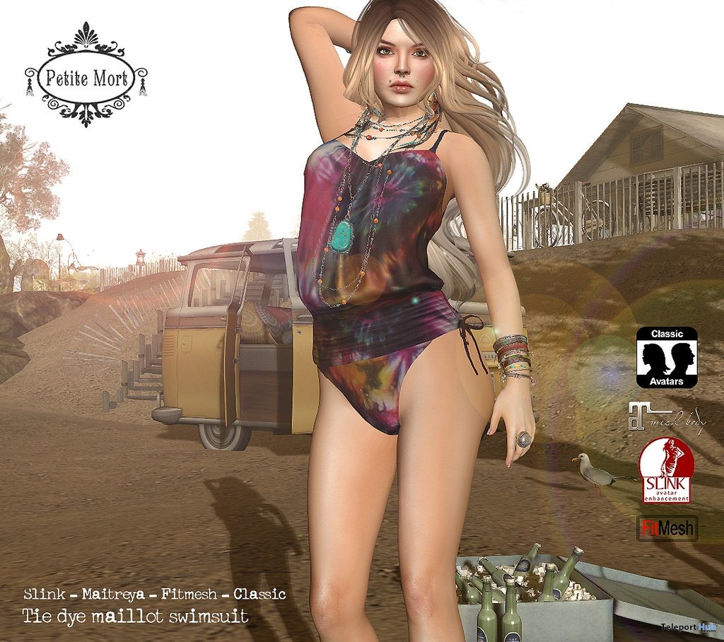Tiedye Maillot Swimsuit July 2016 Group Gift by Petite Mort - Teleport Hub - teleporthub.com