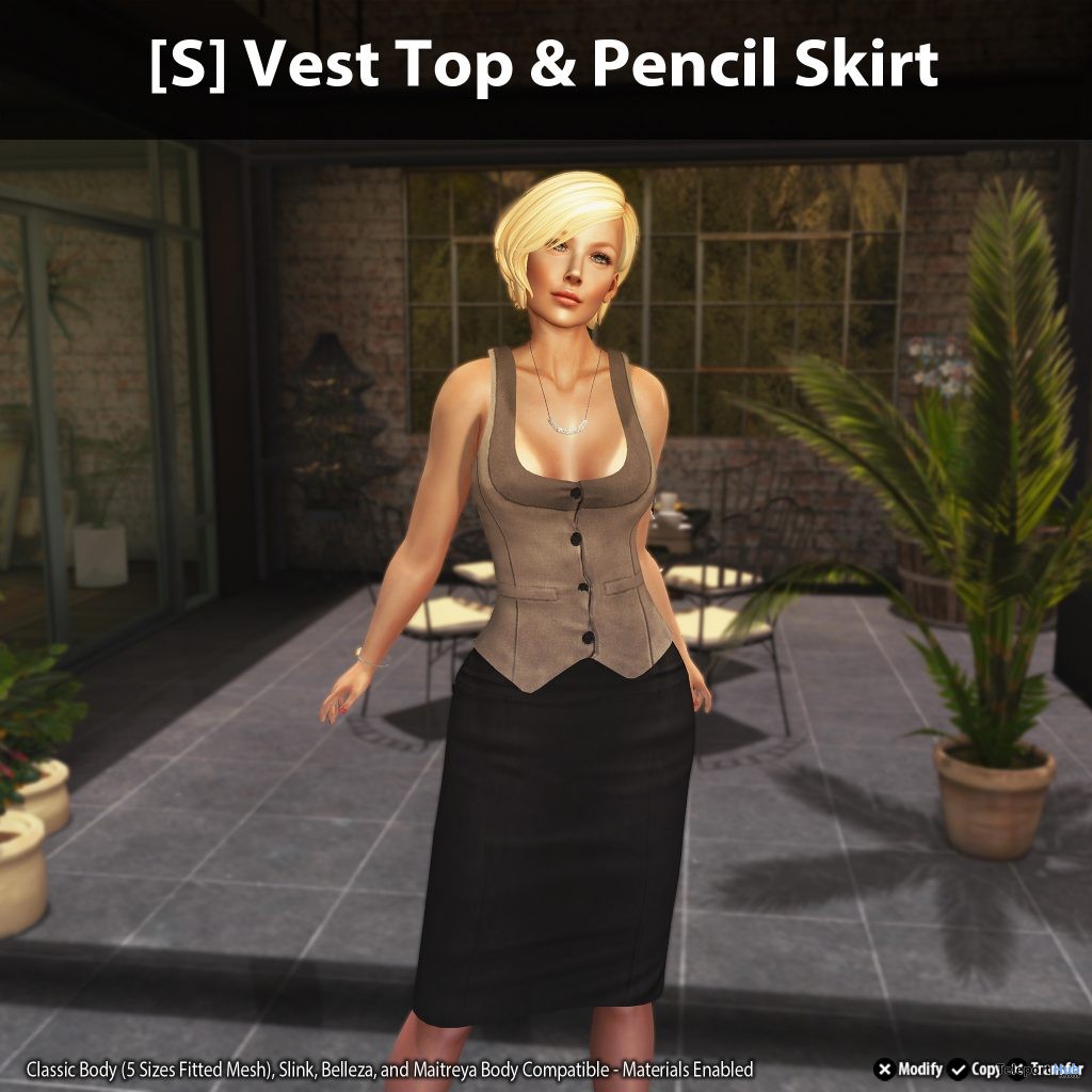 [S] Vest Top & Pencil Skirt Group Gift by [satus Inc] - Teleport Hub - teleporthub.com