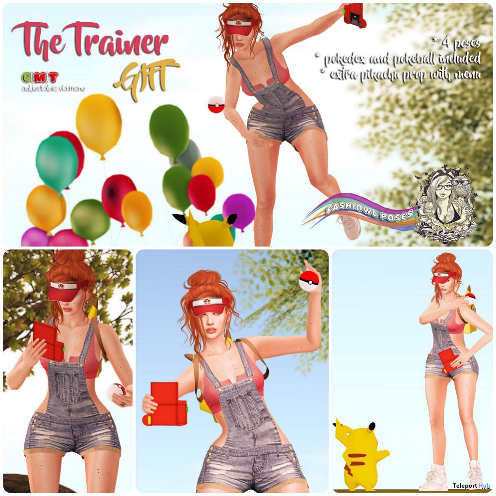 The Trainer 4 Poses With Pokemon and Pokeball Gift by Fashiowl Poses - Teleport Hub - teleporthub.com