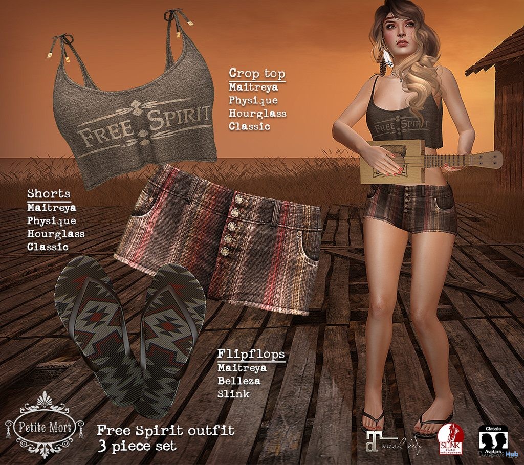 Free Spirit Three Pieces Set Outfit Group Gift by Petite Mort - Teleport Hub - teleporthub.com