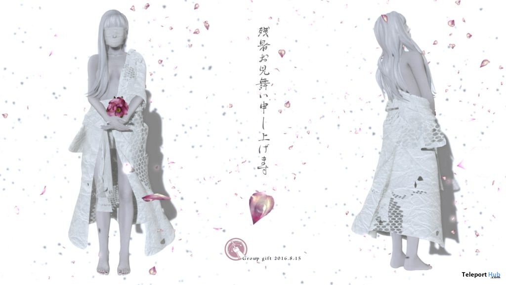 White Kimono Limited Time Group Gift by kokorotayori - Teleport Hub - teleporthub.com