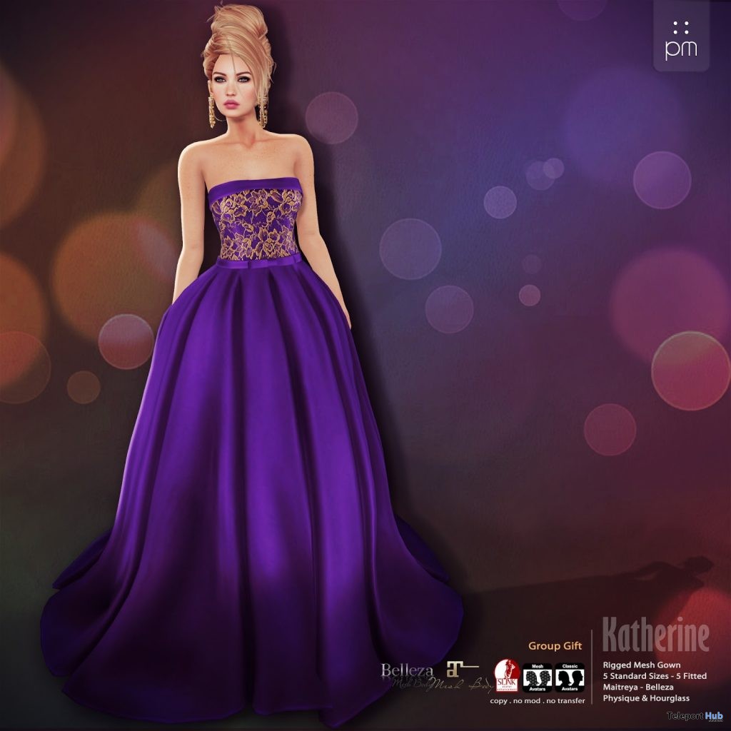 Katherine Purple Gown Group Gift by PurpleMoon - Teleport Hub - teleporthub.com