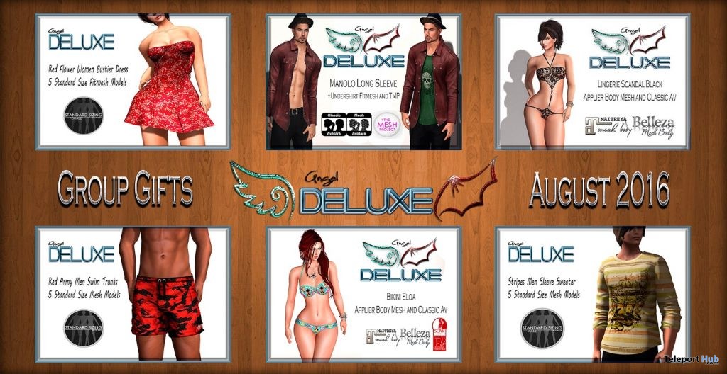 Several Dresses and Outfits For Women and Men August 2016 Group Gifts by Angel DELUXE - Teleport Hub - teleporthub.com