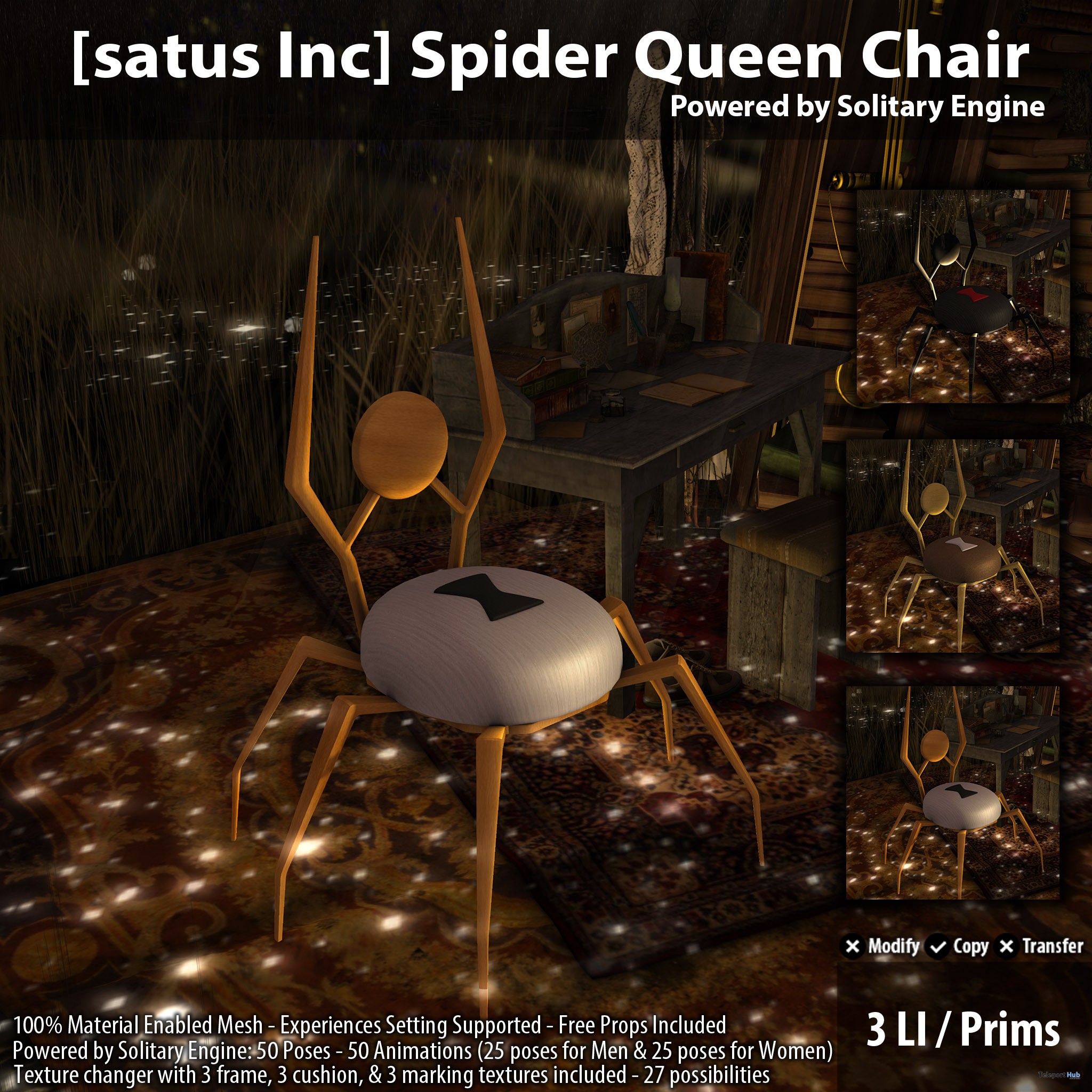 New Release: Spider Queen Chair by [satus Inc] - Teleport Hub - teleporthub.com