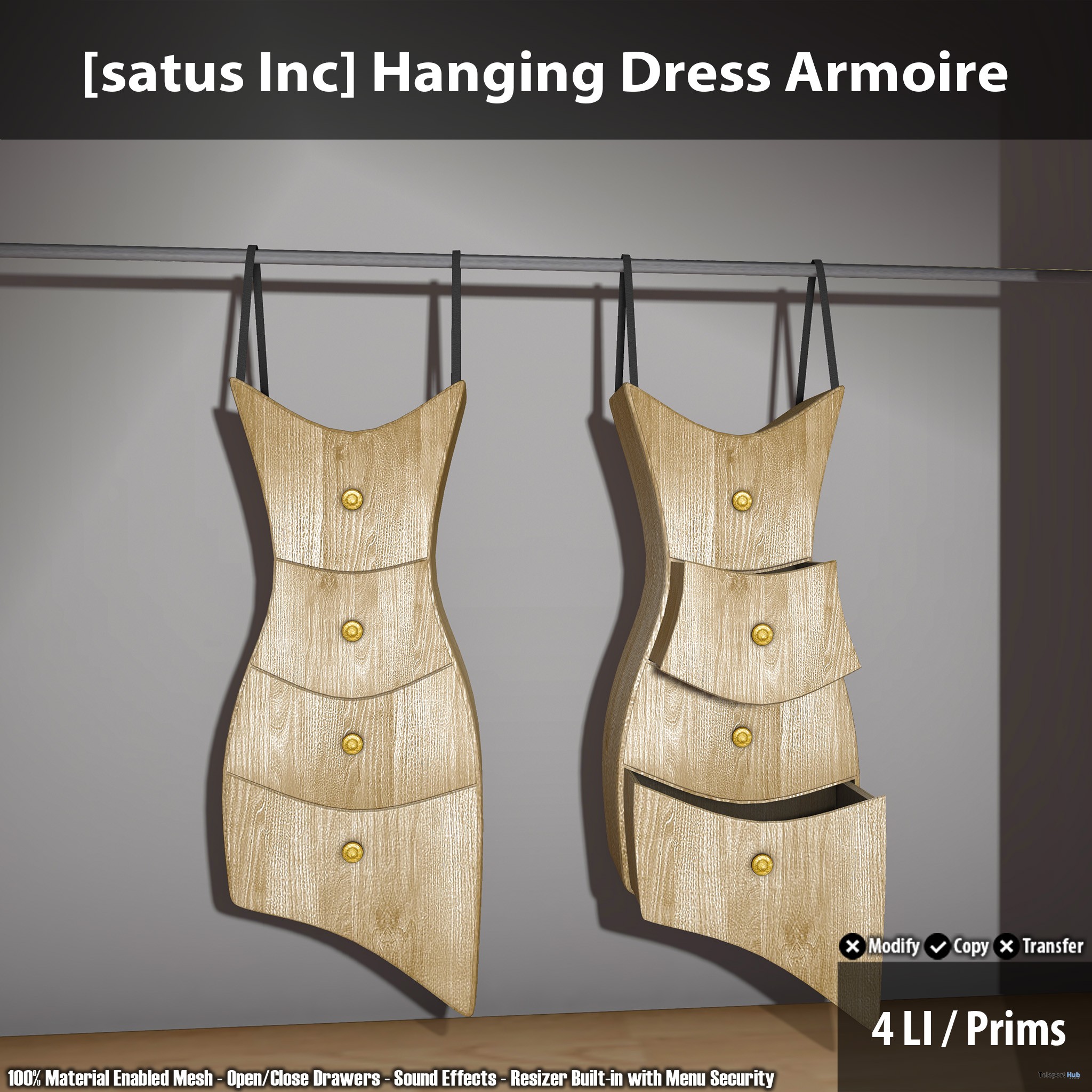 New Release: Hanging Dress Armoire by [satus Inc] - Teleport Hub - teleporthub.com