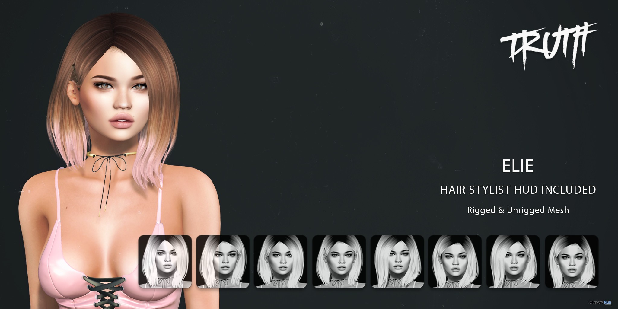 Elie Hair With Stylist HUD August 2017 VIP Group Gift by TRUTH HAIR - Teleport Hub - teleporthub.com