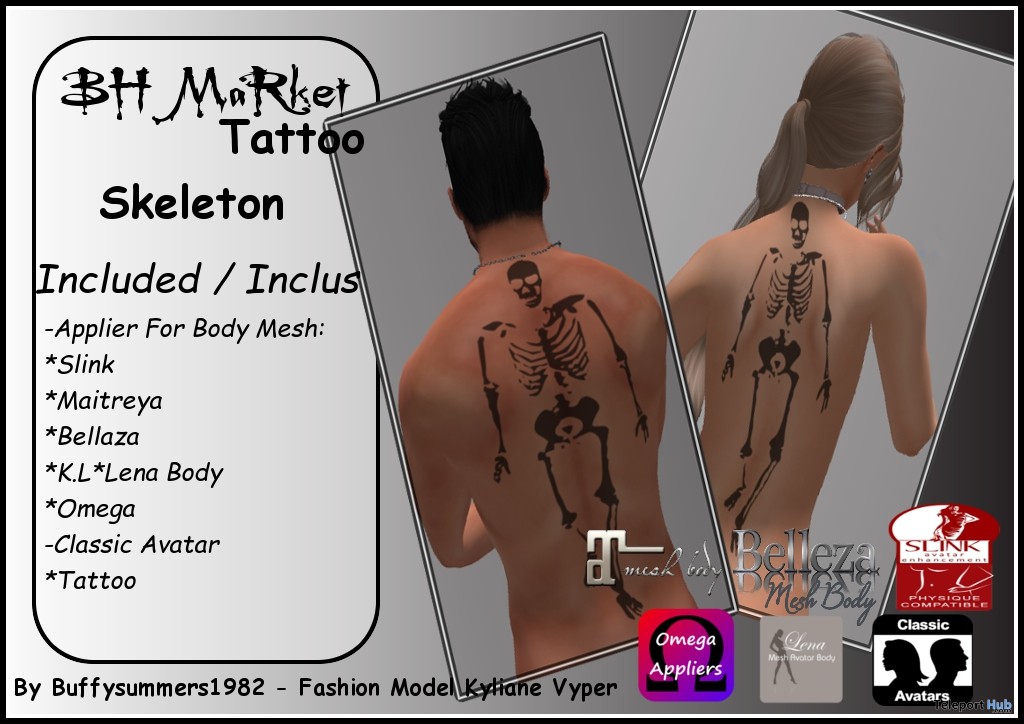 Skeleton Back Tattoo Unisex October 2017 Group Gift by BH MaRket - Teleport Hub - teleporthub.com