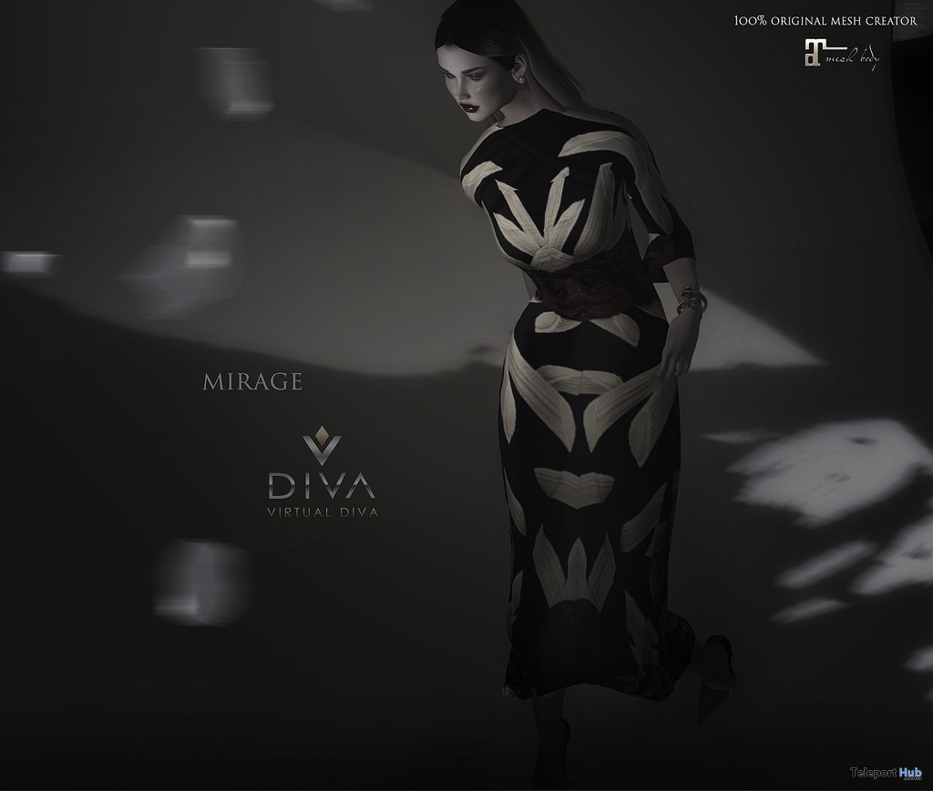 Mirage Dress Crow November 2017 Group Gift by Virtual Diva Couture - Teleport Hub - teleporthub.com