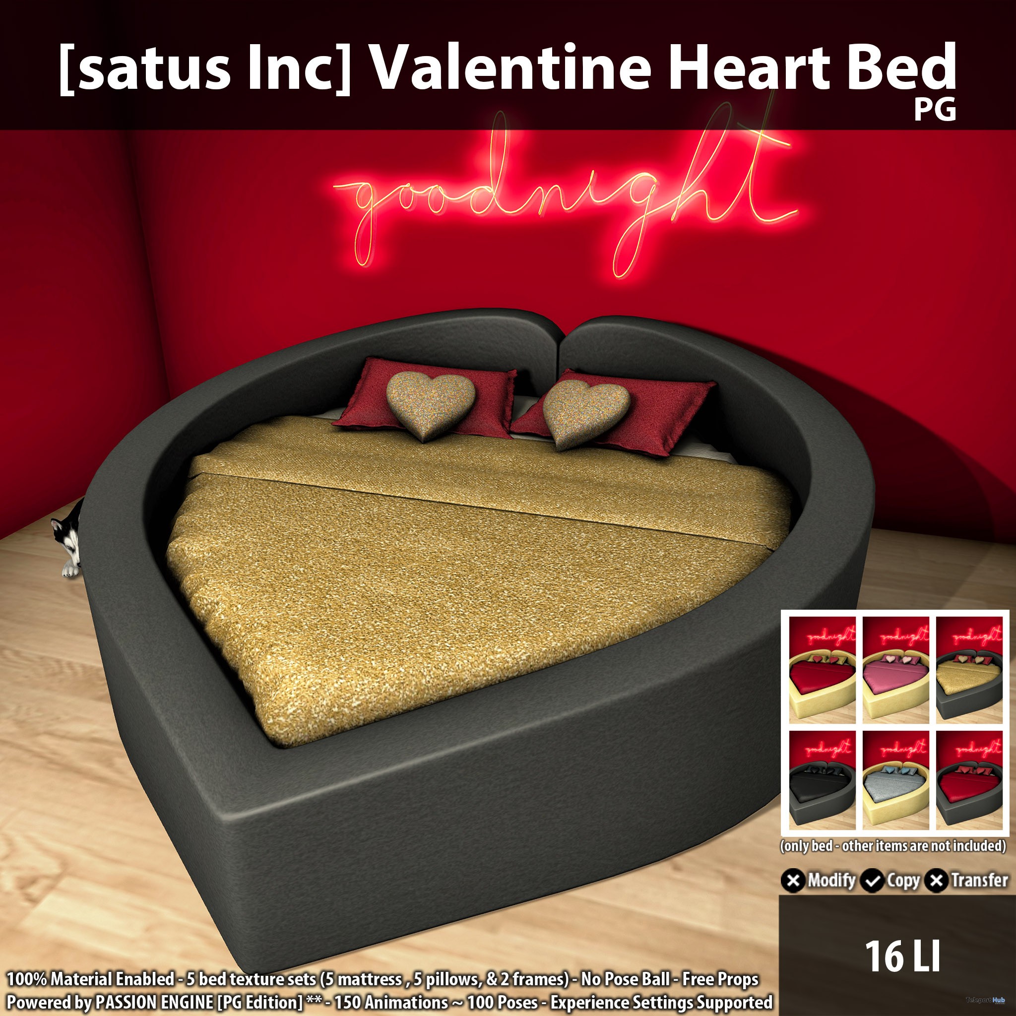 New Release: Valentine Heart Bed by [satus Inc] - Teleport Hub - teleporthub.com