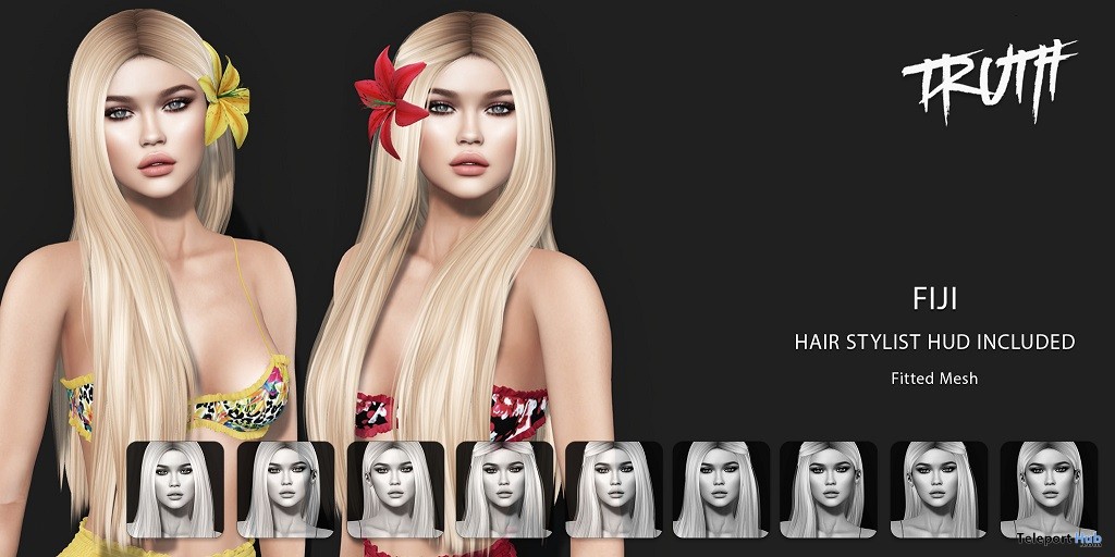 Fiji Hair Fatpack With Style HUD May 2018 Group Gift by TRUTH HAIR - Teleport Hub - teleporthub.com