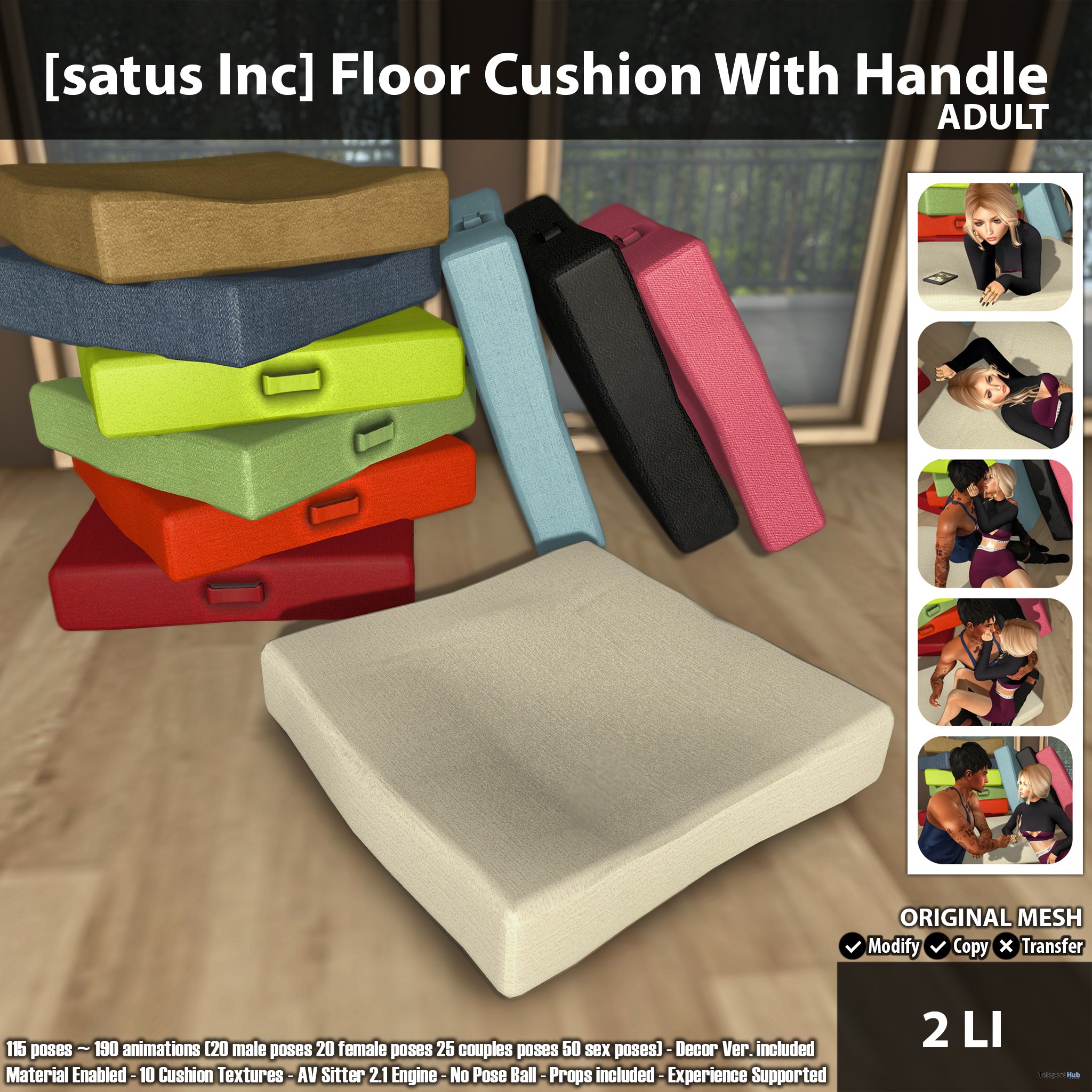New Release: Floor Cushion With Handle Adult & PG by [satus Inc] - Teleport Hub - teleporthub.com