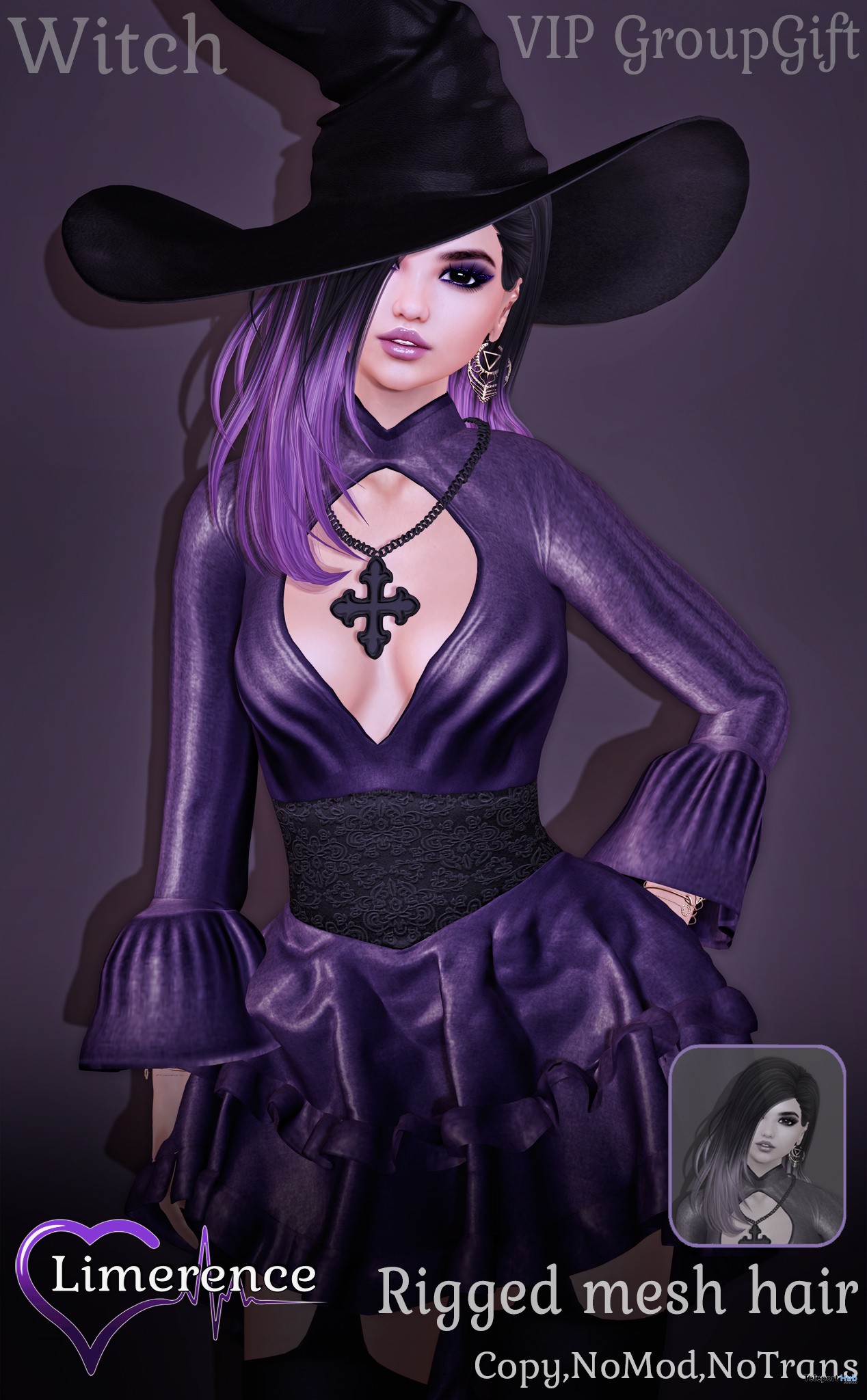 Witch Hair October 2018 Group Gift by Limerence - Teleport Hub - teleporthub.com