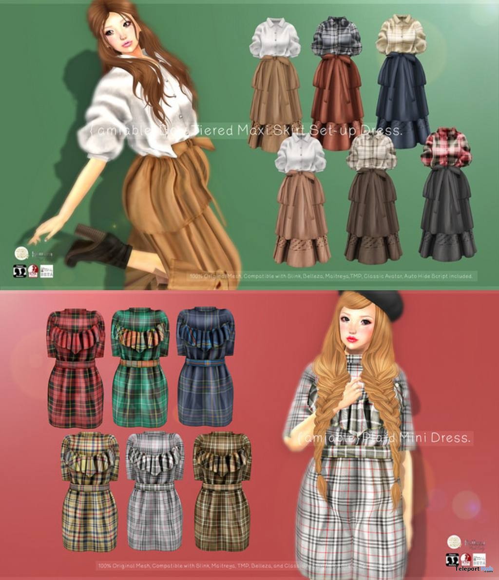 Bow Tiered Maxi Skirt Set-up Dress & Plaid Mini Dress 50% Off Promo by {amiable} @ N21 October 2018 - Teleport Hub - teleporthub.com