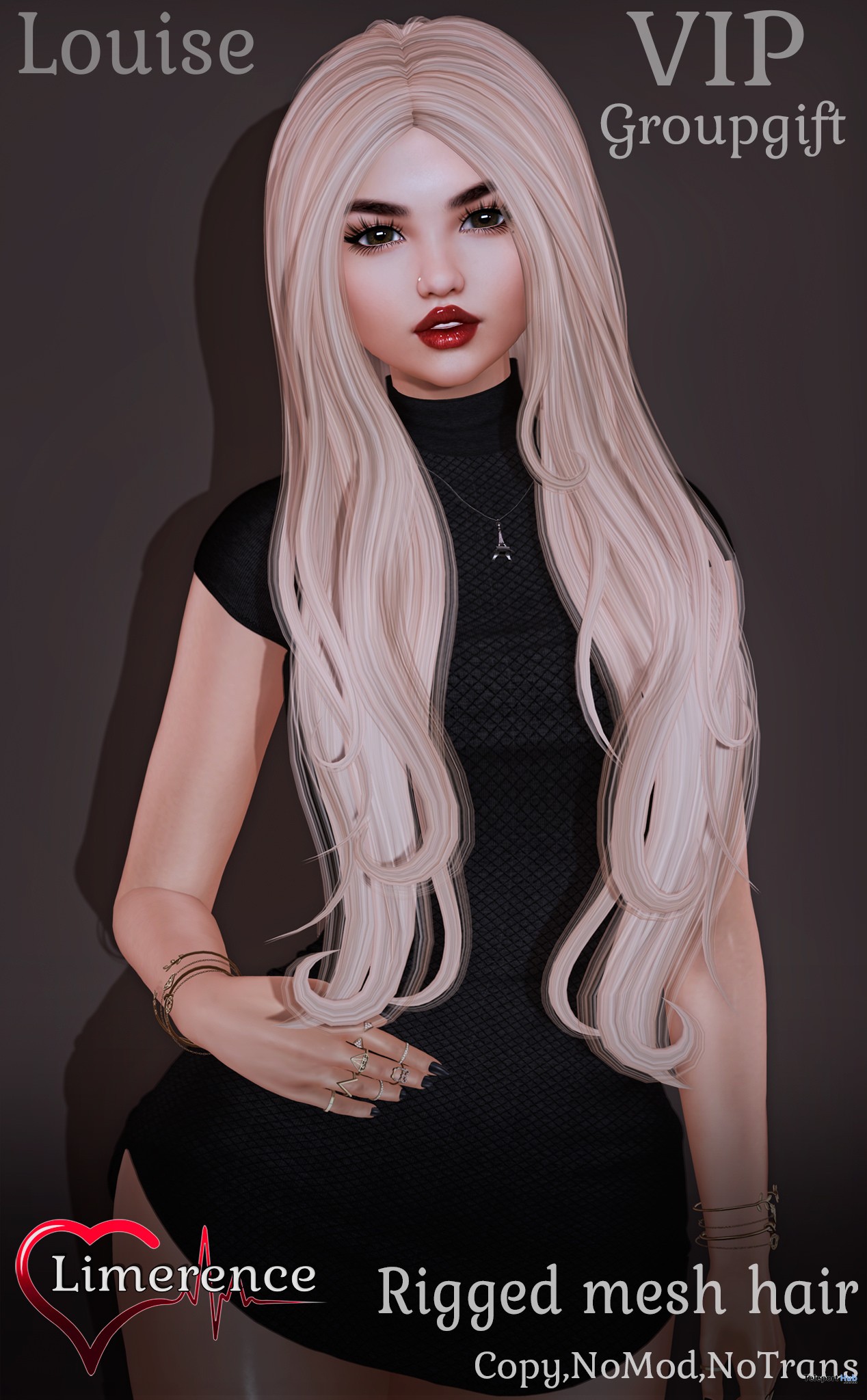 Louise Hair November 2018 Group Gift by Limerence - Teleport Hub - teleporthub.com