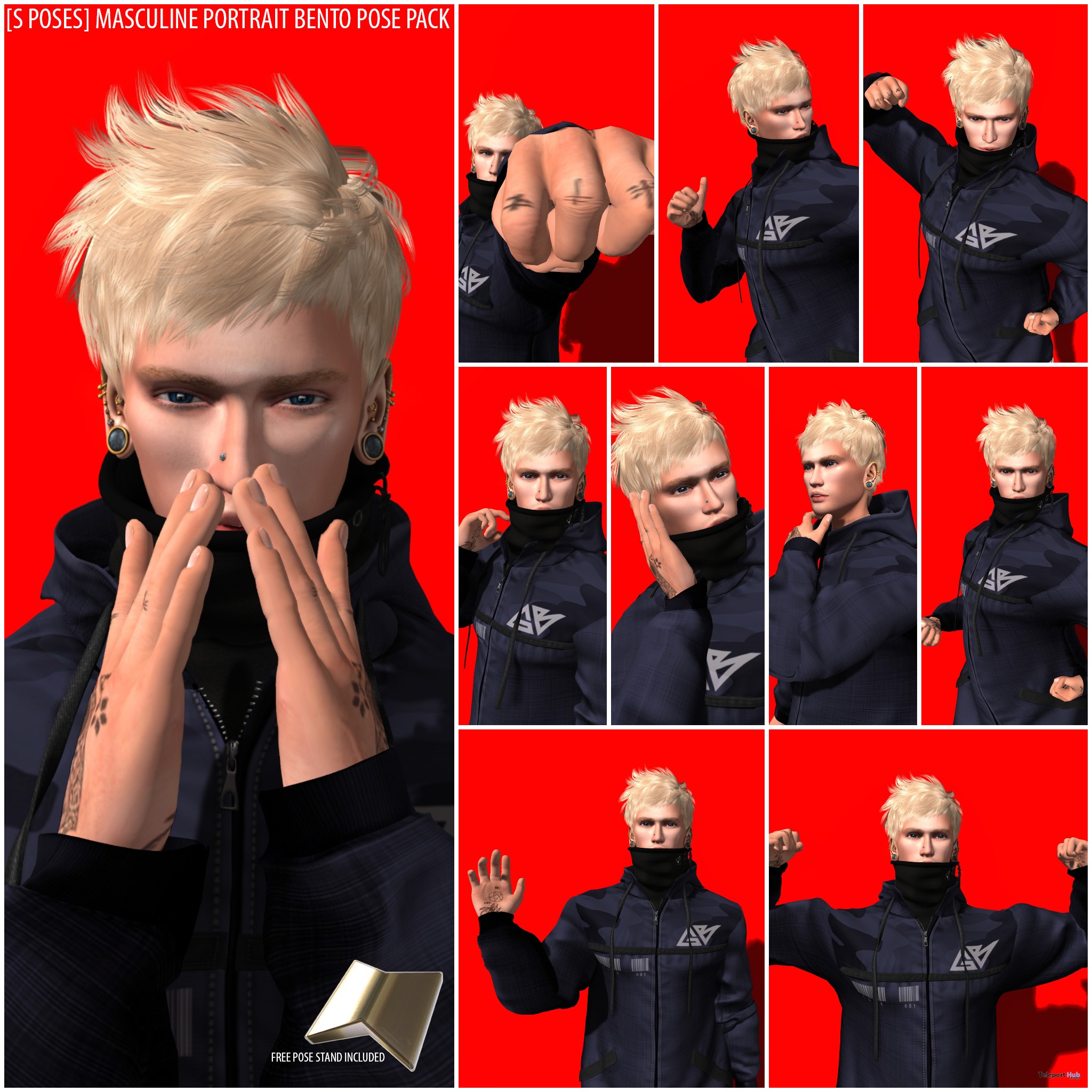 New Release: [S Poses] Masculine Portrait Bento Pose Pack by [satus Inc] - Teleport Hub - teleporthub.com