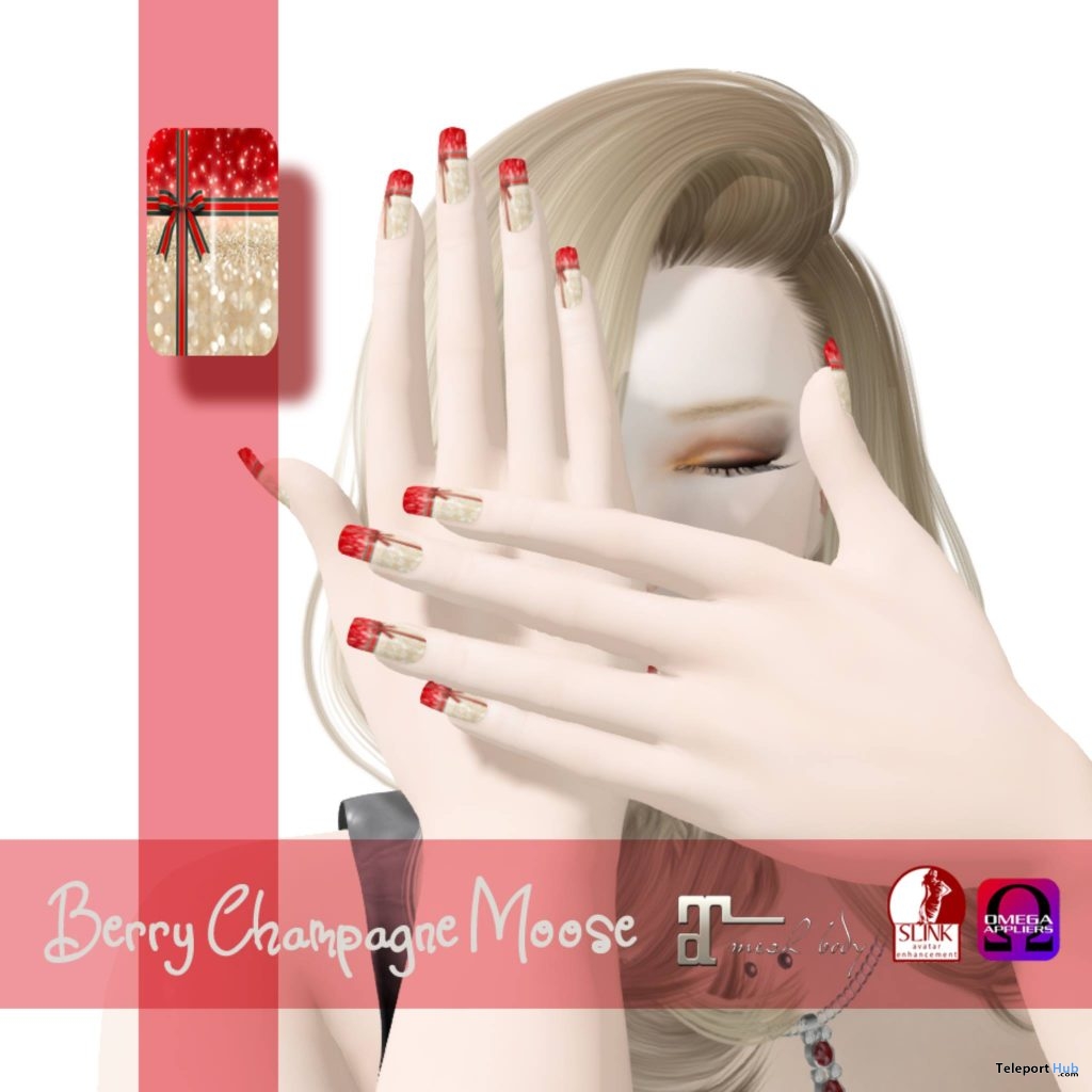Berry Champagne Moose Maitreya Nail Applier December 2018 Group Gift by Oola Messia - Teleport Hub - teleporthub.com