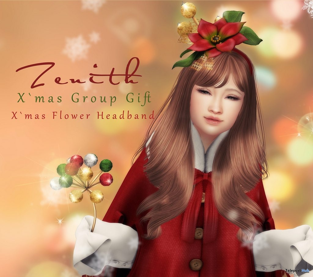 Christmas Flower Headband December 2018 Group Gift by Zenith - Teleport Hub - teleporthub.com