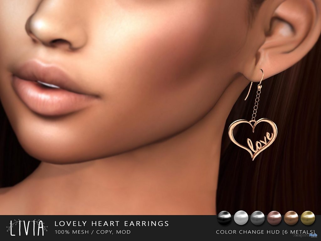 Lovely Heart Earrings December 2018 Group Gift by LIVIA - Teleport Hub - teleporthub.com