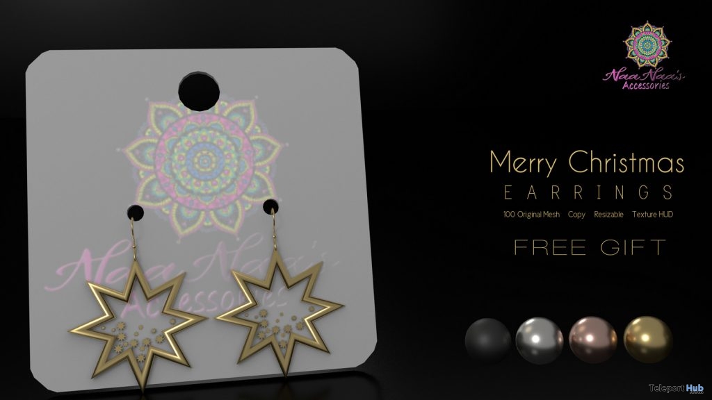 Merry Christmas Earrings December 2018 Group Gift by NaaNaa - Teleport Hub - teleporthub.com