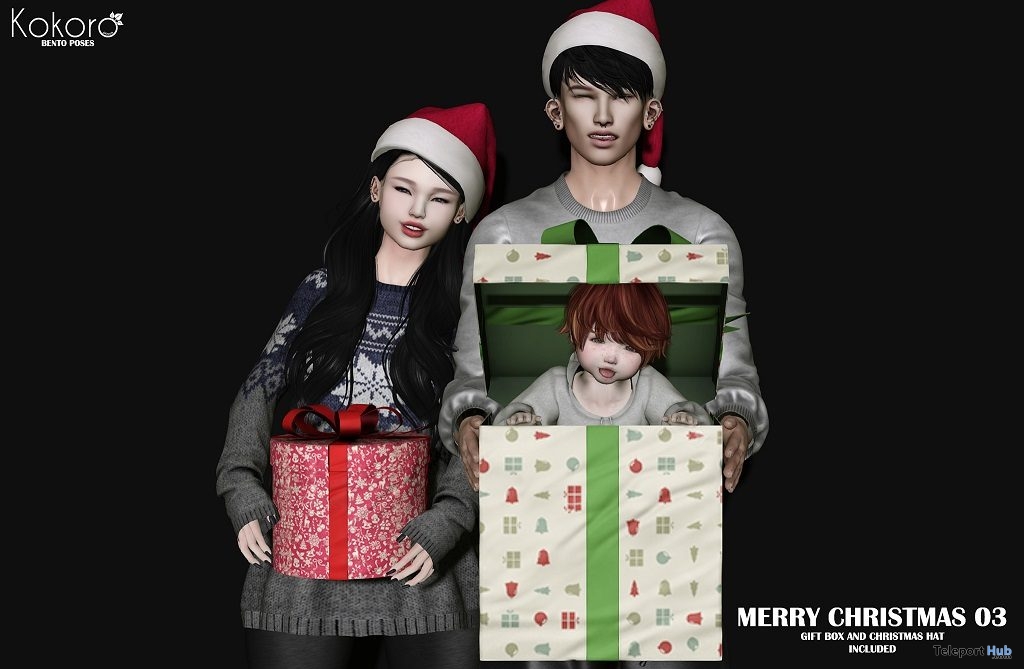 Merry Christmas 03 Family Pose December 2018 Group Gift by Kokoro Poses - Teleport Hub - teleporthub.com