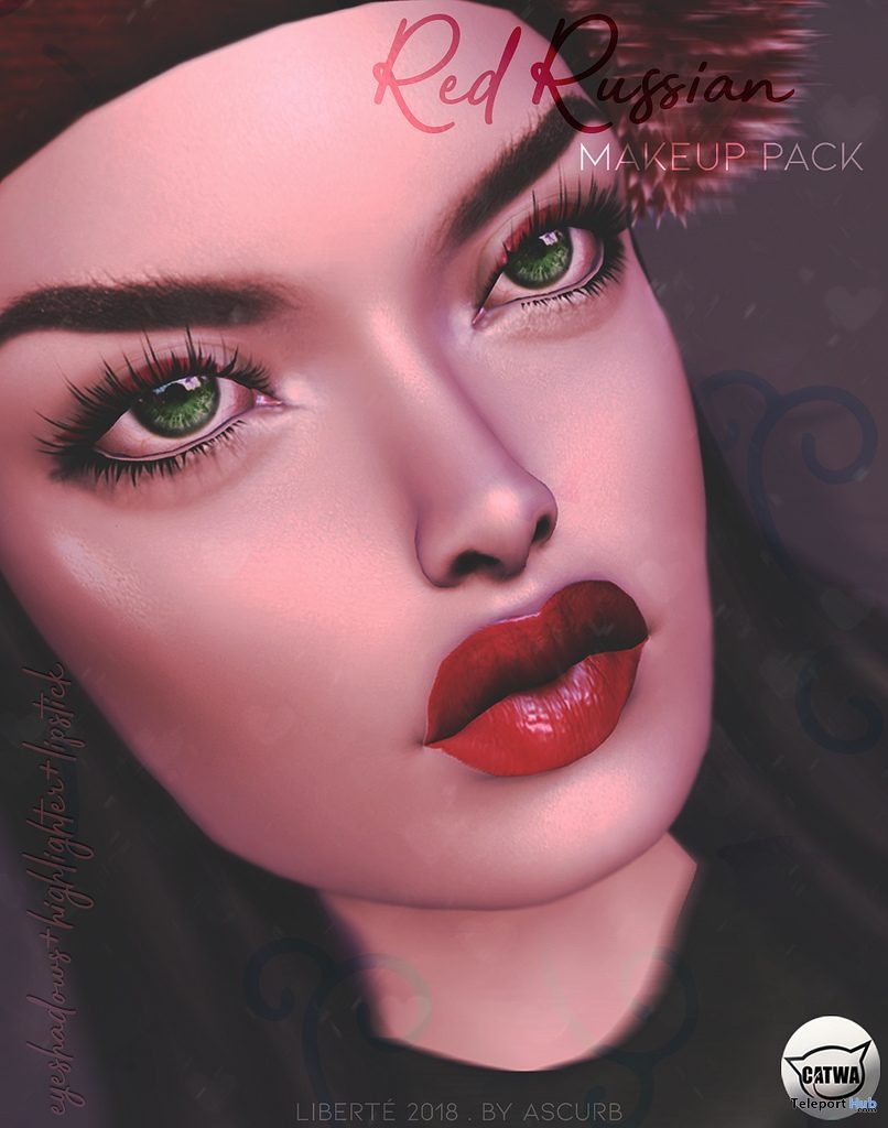 Red Russian Makeup Pack December 2018 Group Gift by Liberte - Teleport Hub - teleporthub.com