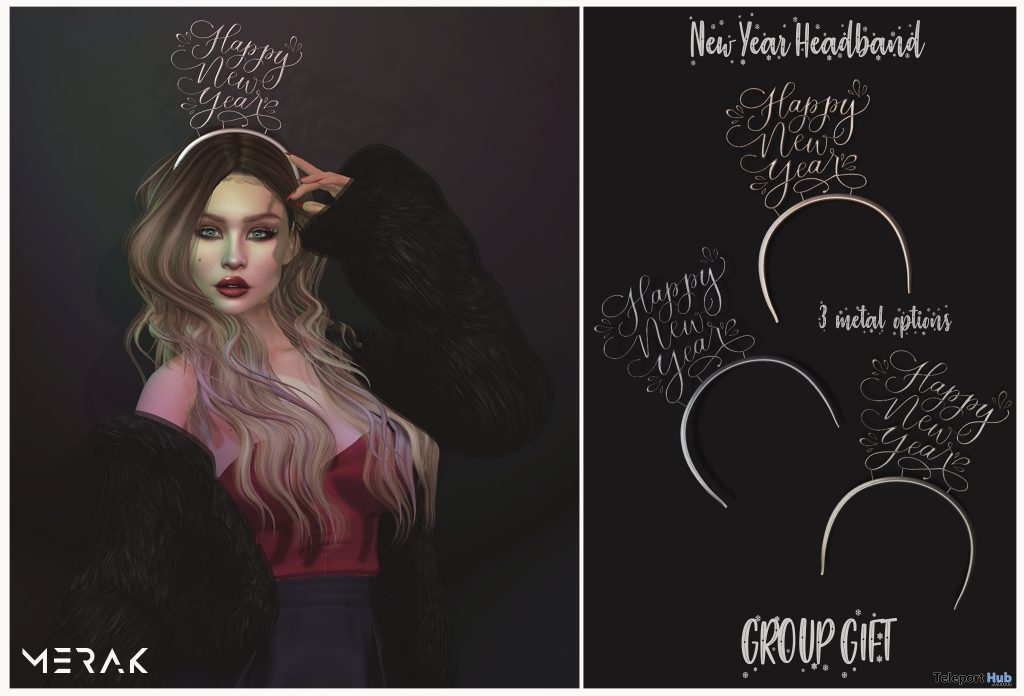 New Year Headband December 2018 Group Gift by Merak - Teleport Hub - teleporthub.com