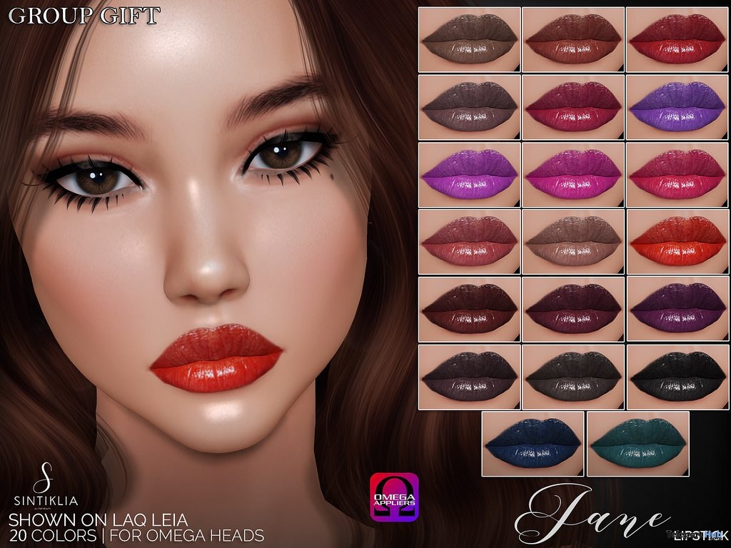 Jane Lipsticks 20 Colors Omega Applier December 2018 Group Gift by Sintiklia - Teleport Hub - teleporthub.com