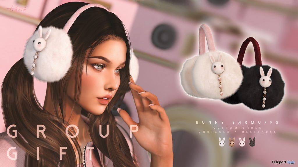 Bunny Earmuffs December 2018 Group Gift by toksik - Teleport Hub - teleporthub.com