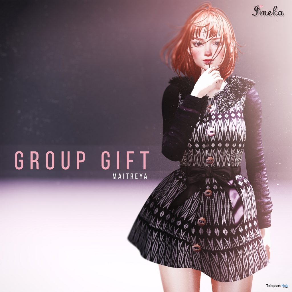 Sweet Winter Dress December 2018 Group Gift by Imeka - Teleport Hub - teleporthub.com