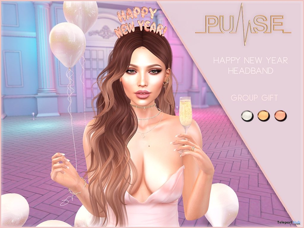 Happy New Year Headband January 2019 Group Gift by PULSE - Teleport Hub - teleporthub.com