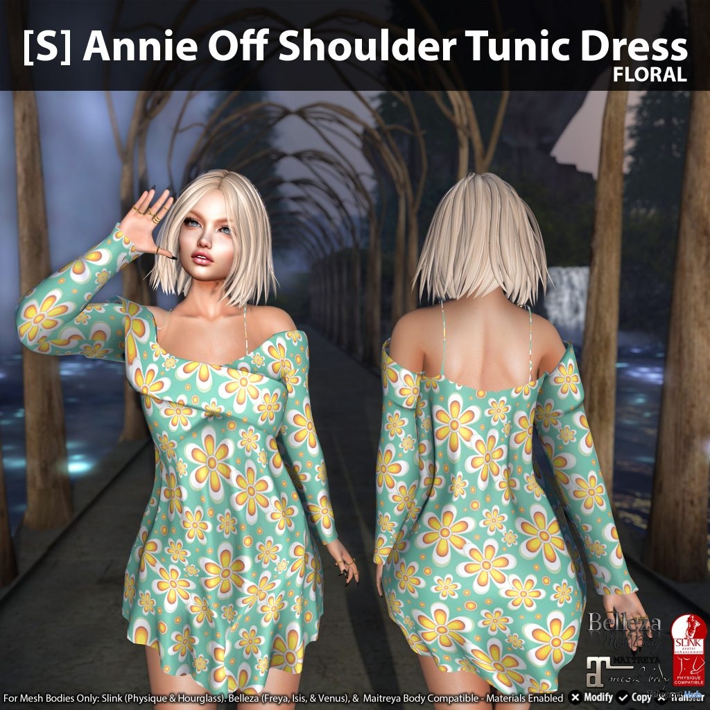 New Release: [S] Annie Off Shoulder Tunic Dress by [satus Inc] - Teleport Hub - teleporthub.com
