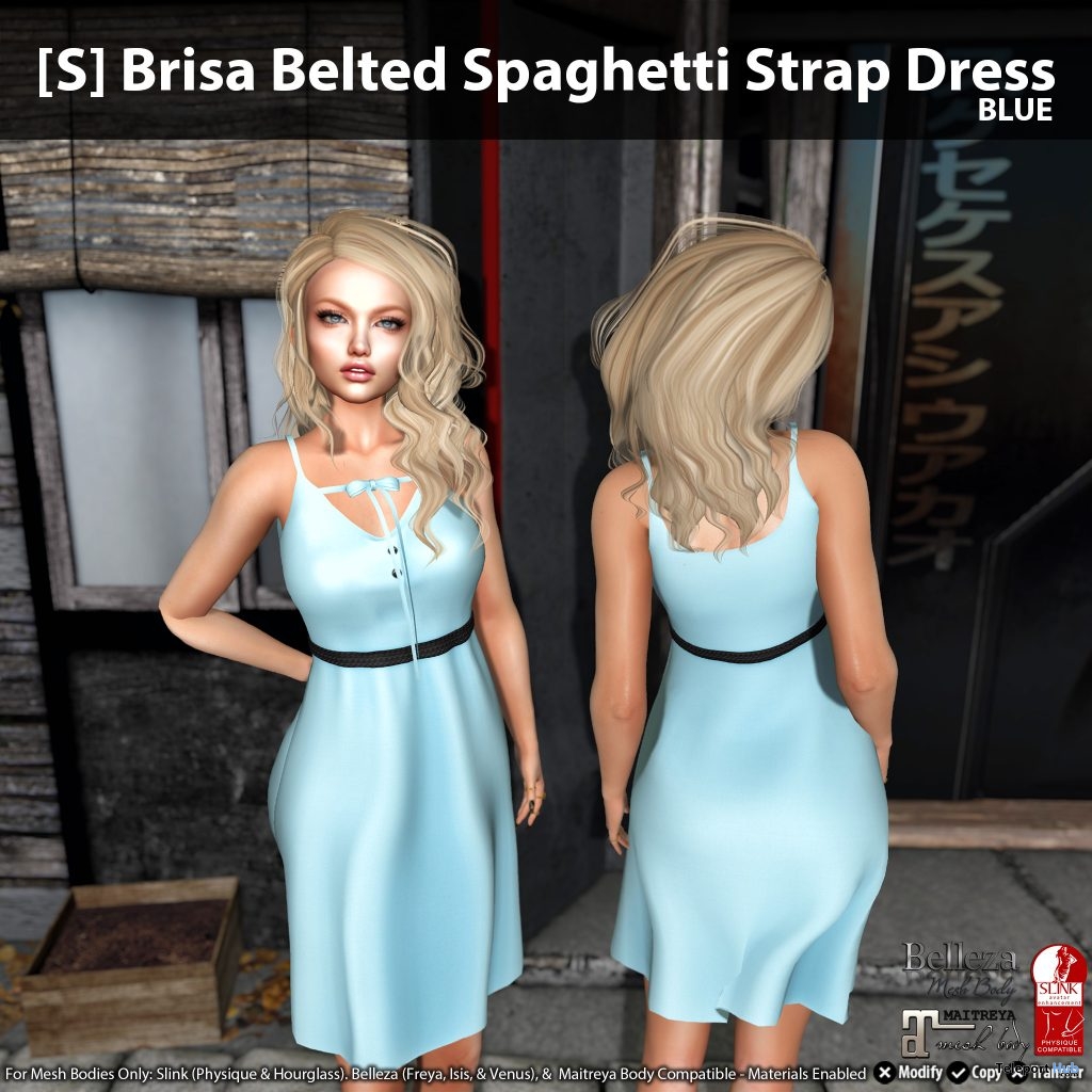 New Release: [S] Brisa Belted Spaghetti Strap Dress by [satus Inc] - Teleport Hub - teleporthub.com