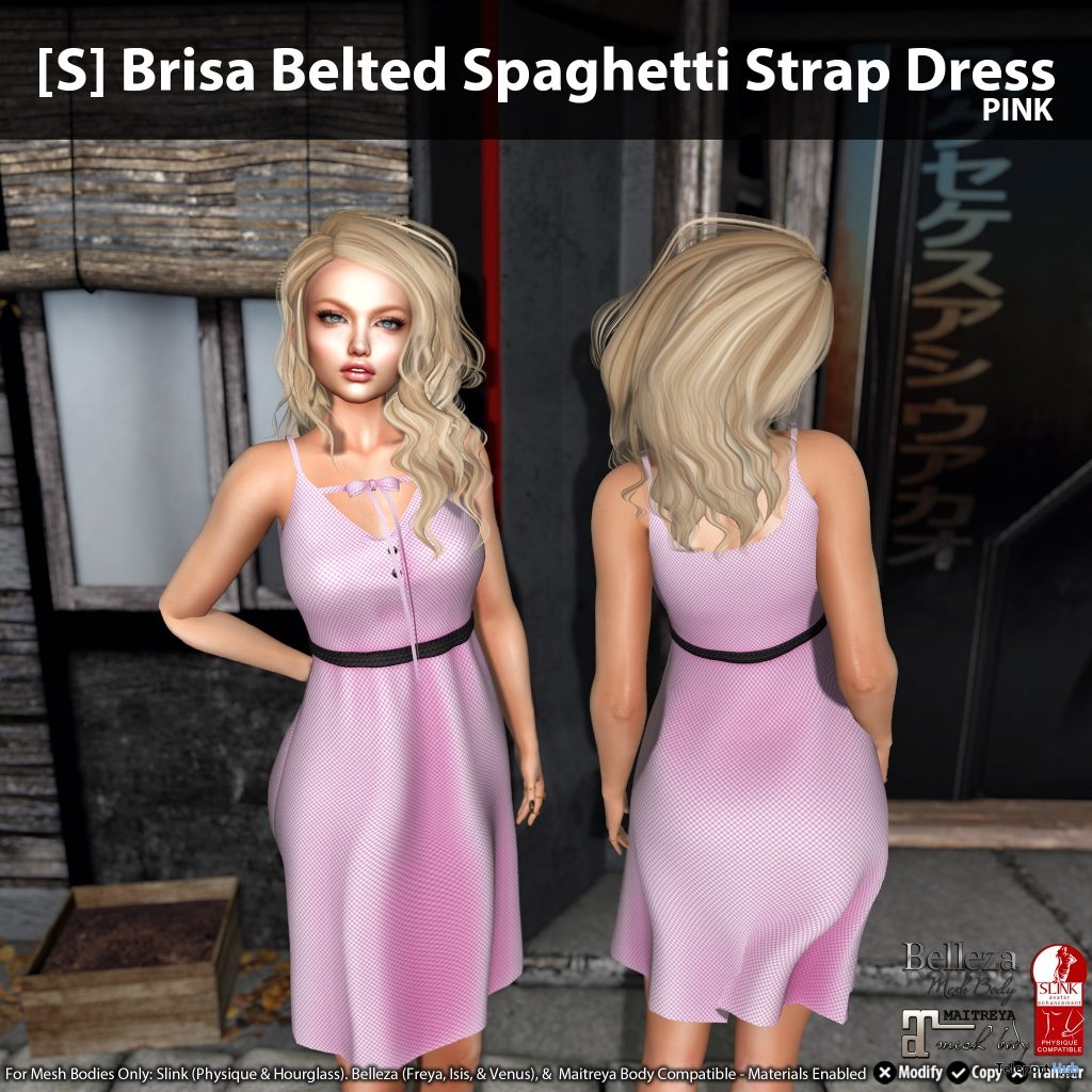 New Release: [S] Brisa Belted Spaghetti Strap Dress by [satus Inc] - Teleport Hub - teleporthub.com