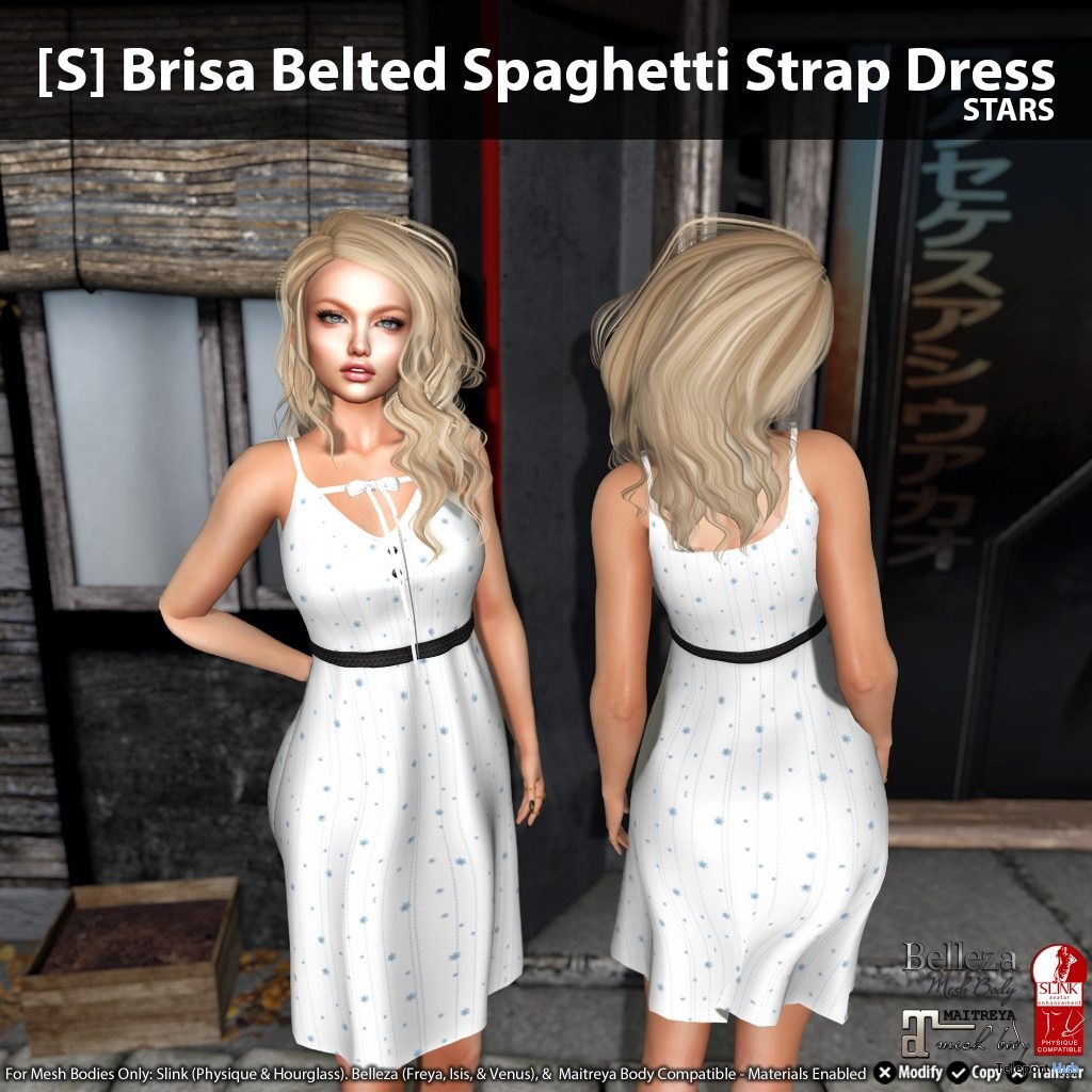 New Release: [S] Brisa Belted Spaghetti Strap Dress by [satus Inc] - Teleport Hub - teleporthub.com