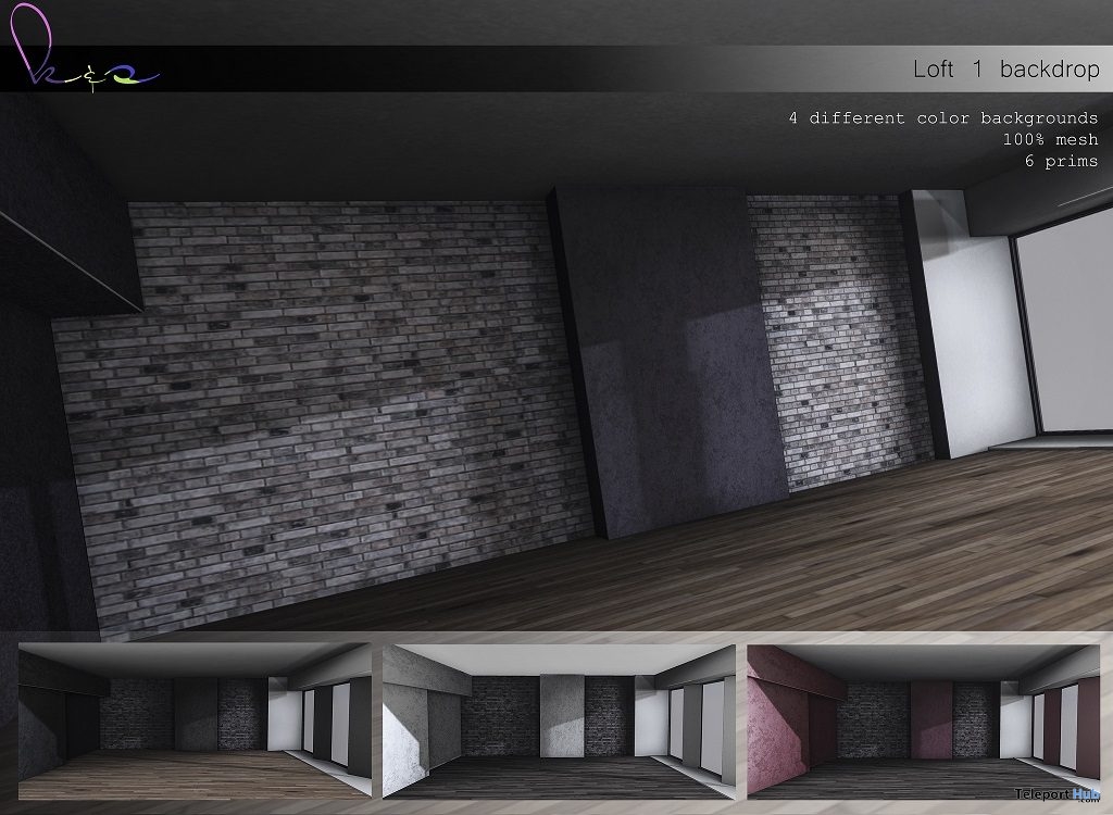 Loft 1 Backdrops Fatpack January 2019 Group Gift by K&S Poses - Teleport Hub - teleporthub.com