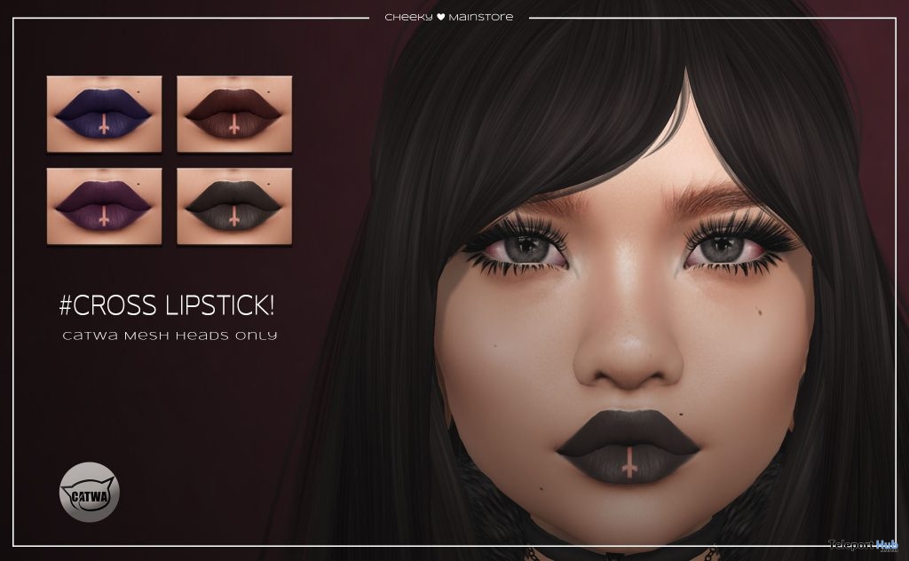 Cross Lipsticks For Catwa Mesh Heads January 2019 Group Gift by cheeky - Teleport Hub - teleporthub.com