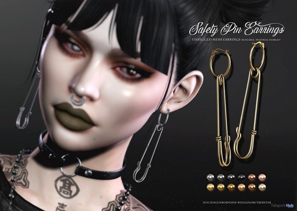 Safety Pin Earrings January 2019 Group Gift by Suicidal Unborn - Teleport Hub - teleporthub.com