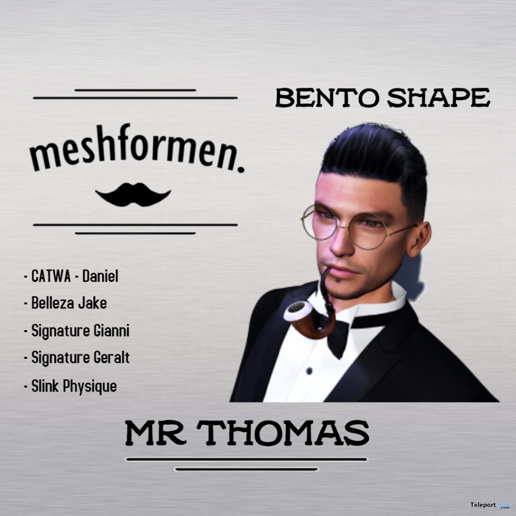 Mr Thomas Bento Shape For Catwa Head January 2019 Group Gift by MESHFORMEN - Teleport Hub - teleporthub.com